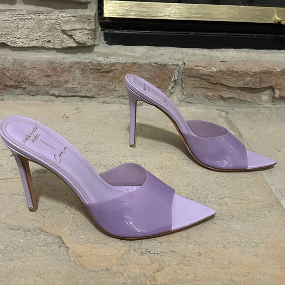 Black Suede Studio Bella High-heel Mule Lavender Sz 39 Baddie Glam Pointed Toe - Picture 3 of 8